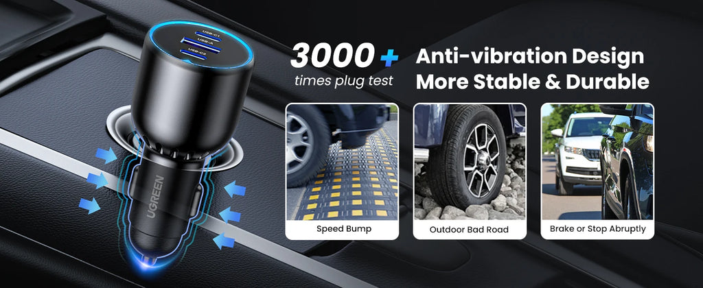 130W USB-C Fast Car Charger with Power Delivery for Laptops and Phones