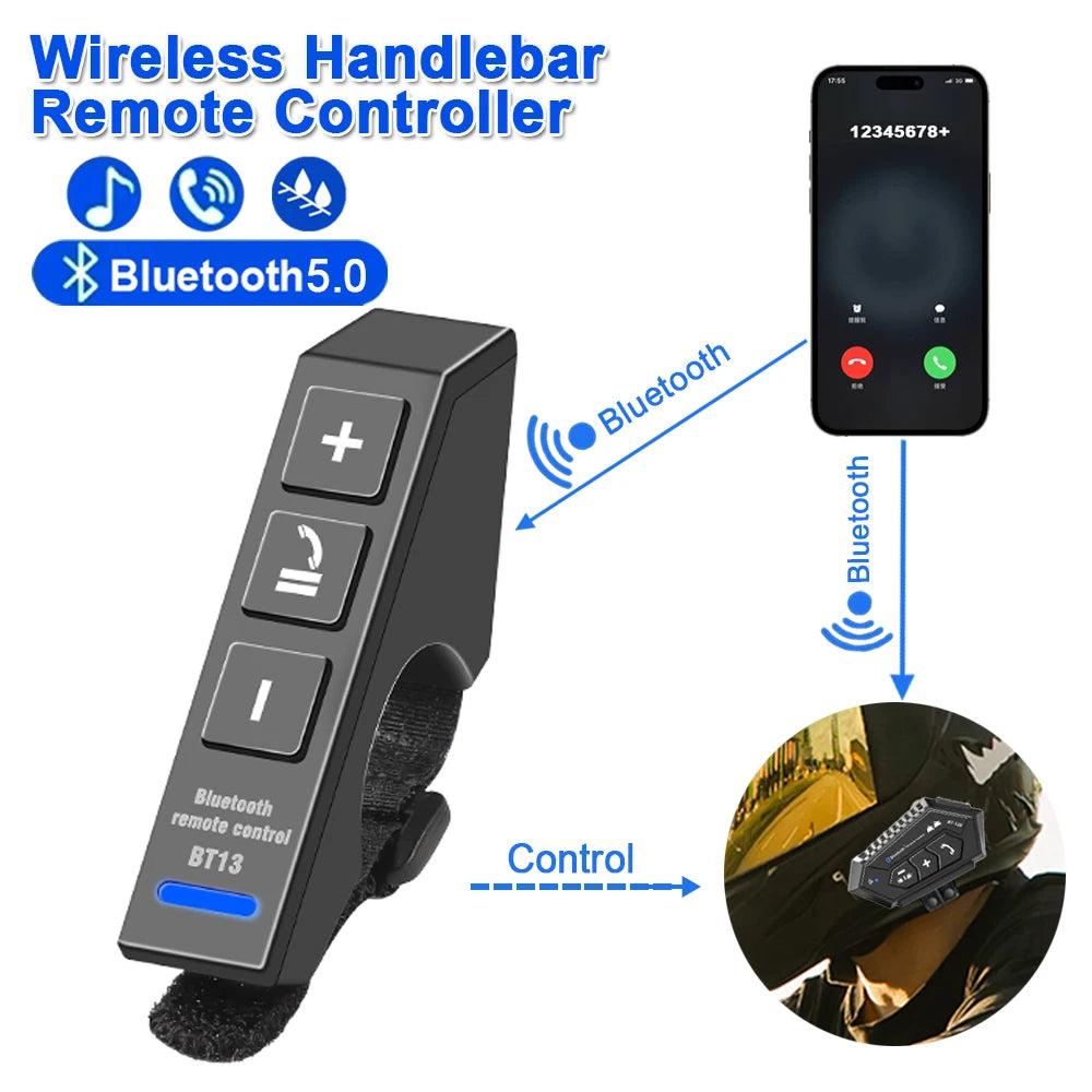 Bluetooth 5.4 Motorcycle Handlebar Media Remote Control