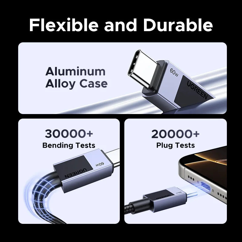 60W USB-C to USB-C Fast Charging and Data Cable
