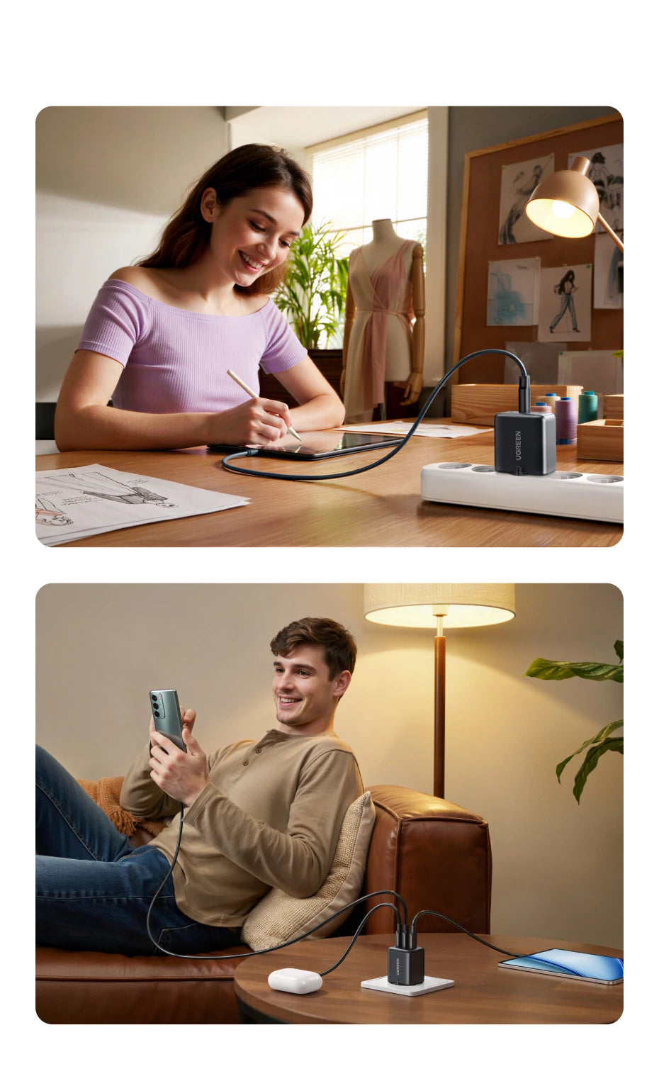 30W GaN Fast Wall Charger with 3 USB-C Ports - 12