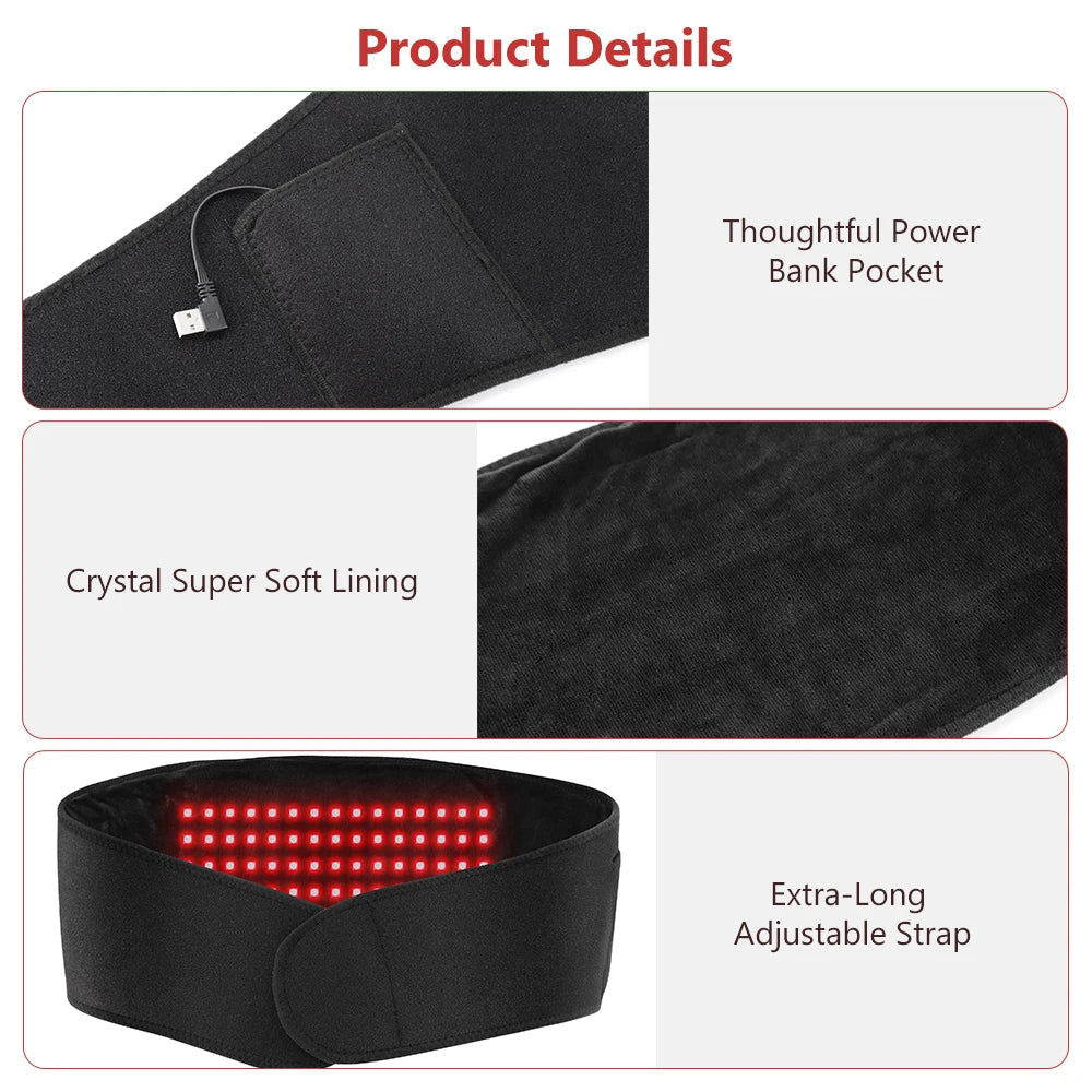 Red Light Therapy Heating Belt for Back and Menstrual Pain Relief