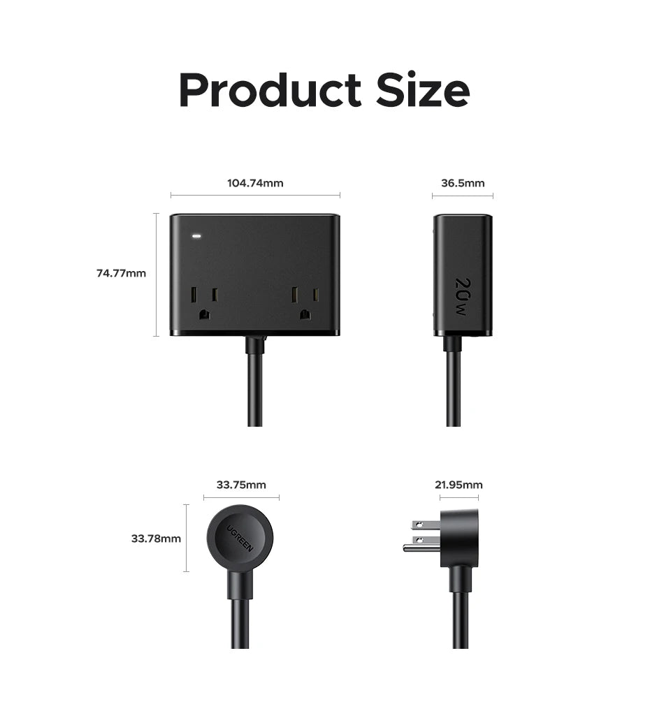 8-in-1 GaN Power Strip with 20W USB-C Fast Charging