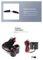 Motorcycle Handlebar 12V USB Charger and Cigarette Lighter Socket