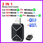 2 in 1 Wireless CarPlay and Android Auto Adapter Bluetooth 5.3 WiFi