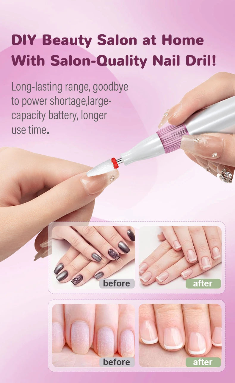 Rechargeable Electric Nail Drill for Manicure and Pedicure