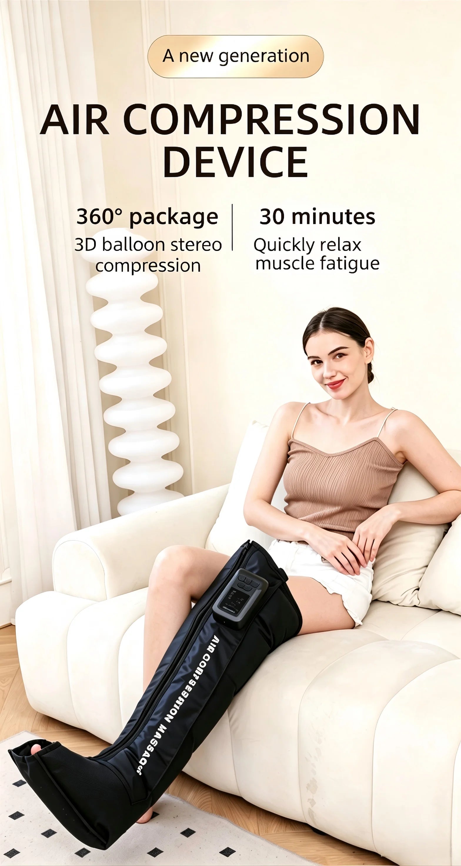 Cordless Full Leg Air Compression Massager for Circulation - 7