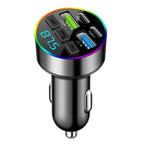 Bluetooth 5.0 FM Transmitter 66W 4 Port Car Charger Handsfree Adapter