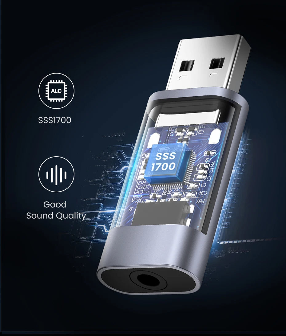 USB to 3.5mm External Sound Card Audio Adapter - 16