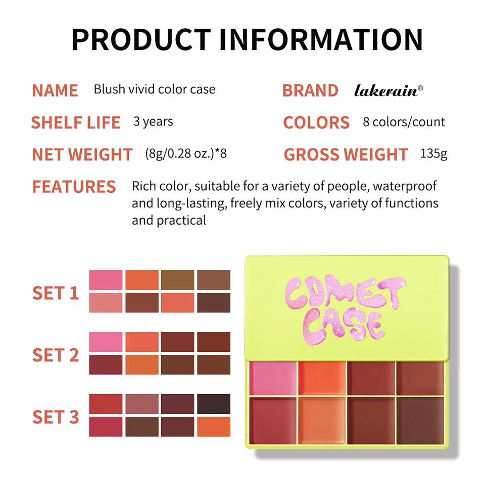 8-Color Cream Blush and Highlighter Makeup Palette - 16