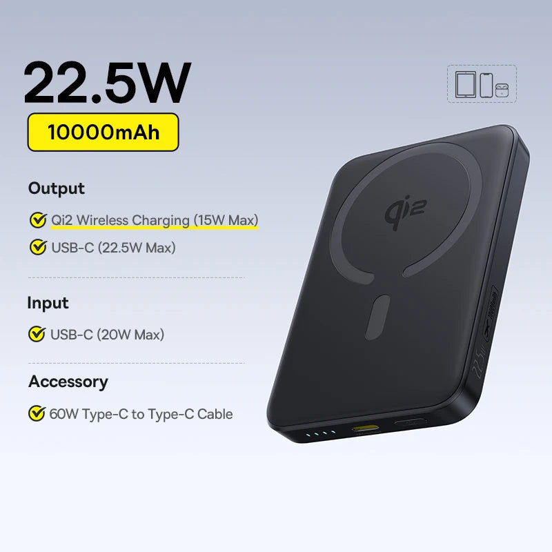 Qi2 Magnetic Wireless Portable Power Bank 10000mAh