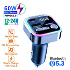Bluetooth 5.3 FM Transmitter Car Radio Modulator PD and QC3.0 Charger