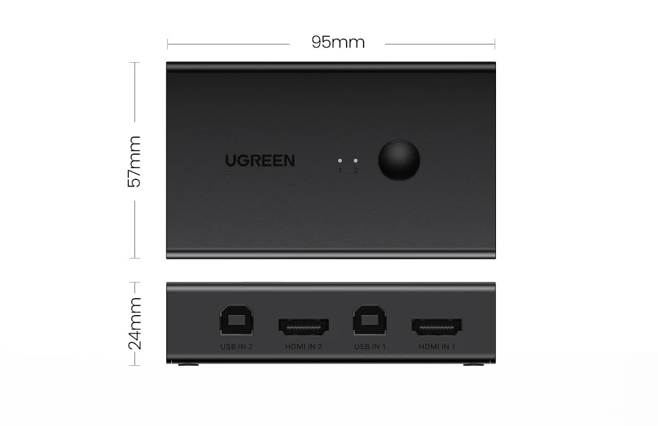 4K 60Hz HDMI KVM Switch for 2 PCs Sharing Keyboard Mouse and Monitor