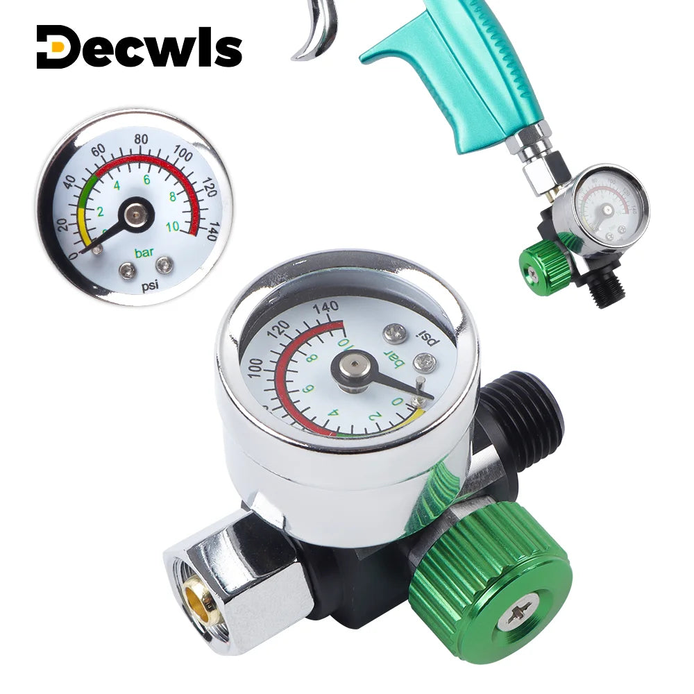 G1/4 Paint Spray Gun Air Pressure Regulator with Gauge - 1