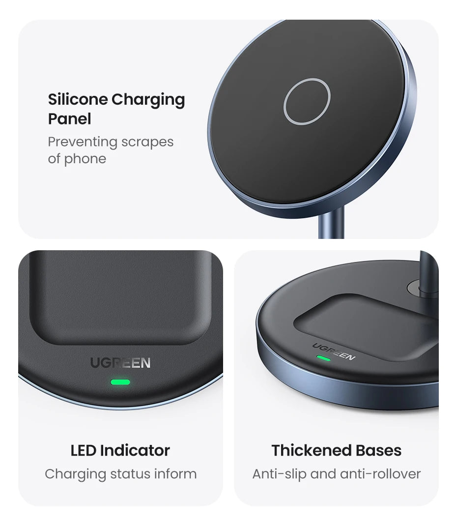 2-in-1 Magnetic Wireless Charging Stand for iPhone and Earbuds