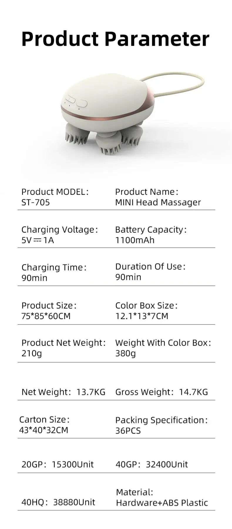 Cordless Electric Scalp and Body Massager