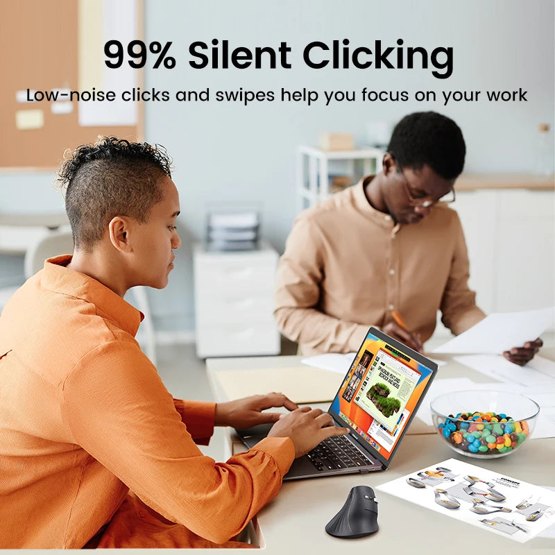 Ergonomic Vertical Wireless Mouse with Bluetooth 5.0 and 4000 DPI