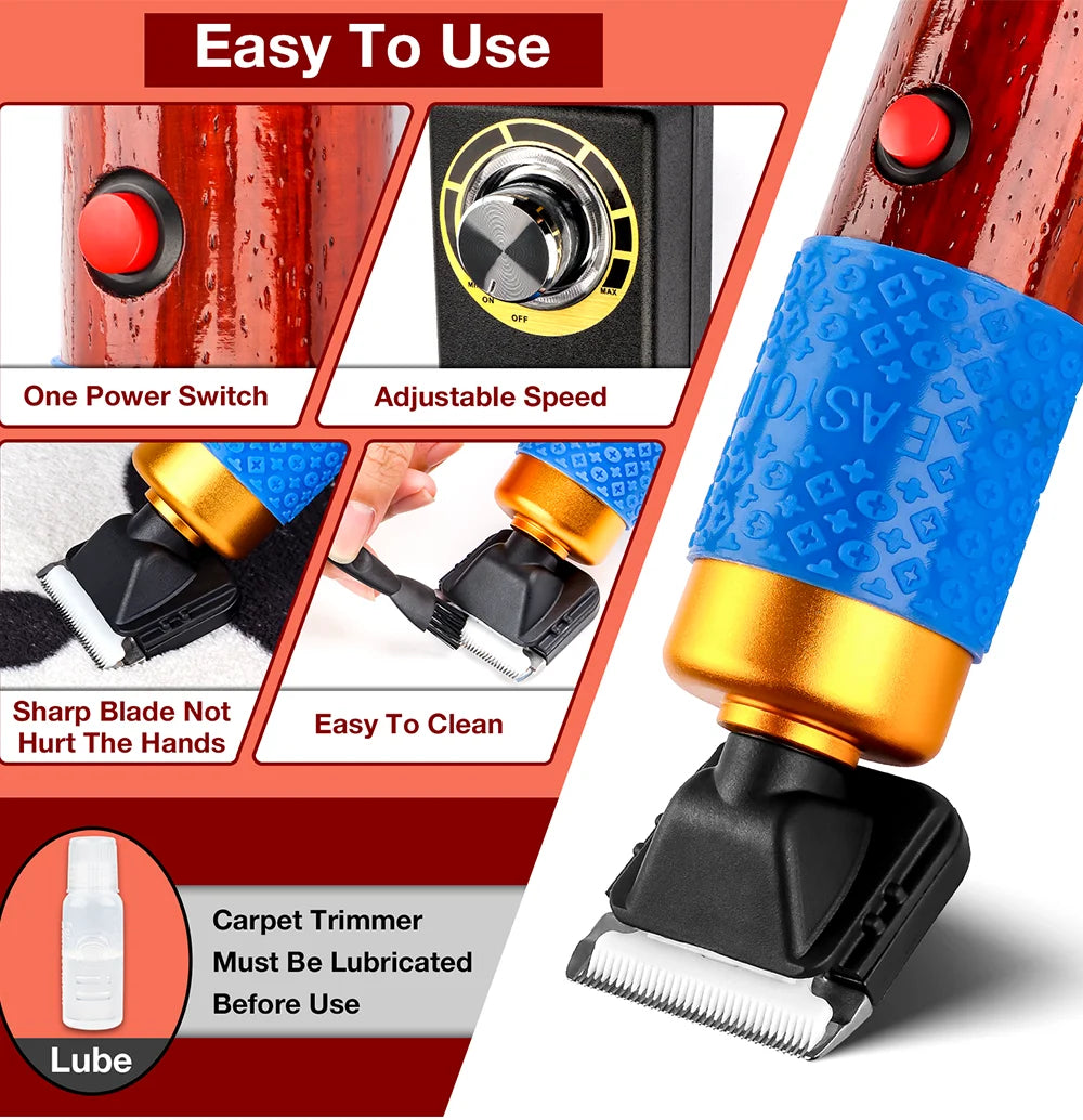 200W Electric Carpet Tufting Trimmer and Pet Grooming Clipper - 9