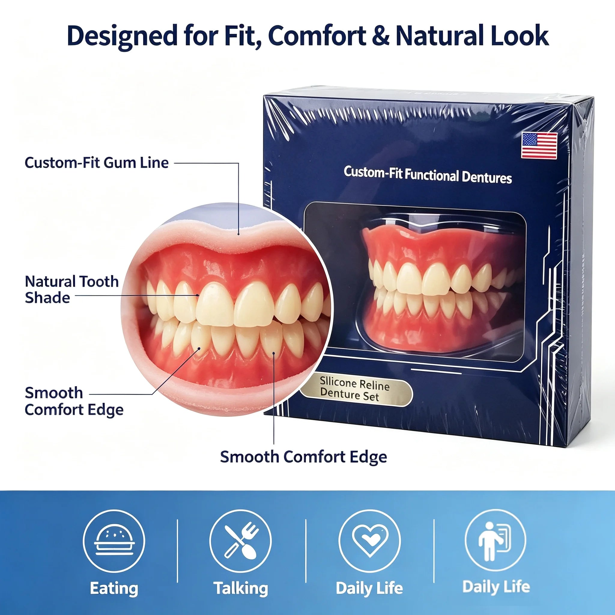 Full-Mouth Silicone Denture Set for Natural Smile - 5