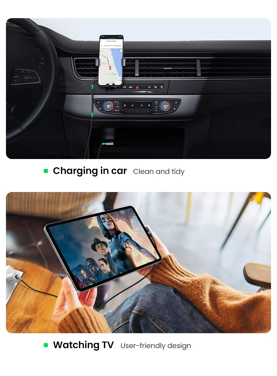 90-Degree USB-C Fast Charging and Data Sync Cable
