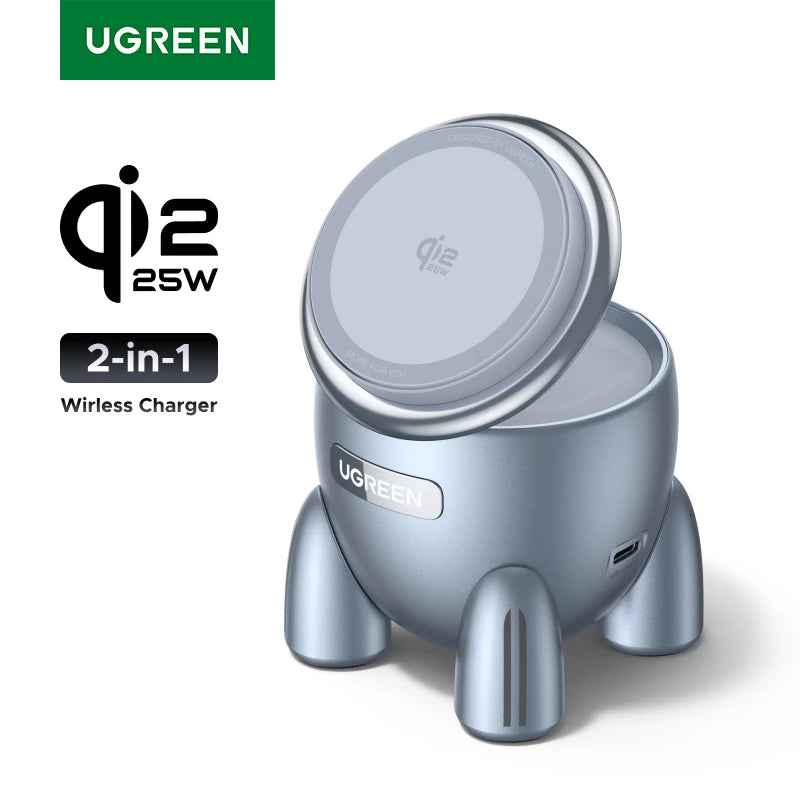 2-in-1 Qi2 Magnetic Wireless Charger for Phones and Earbuds - 1