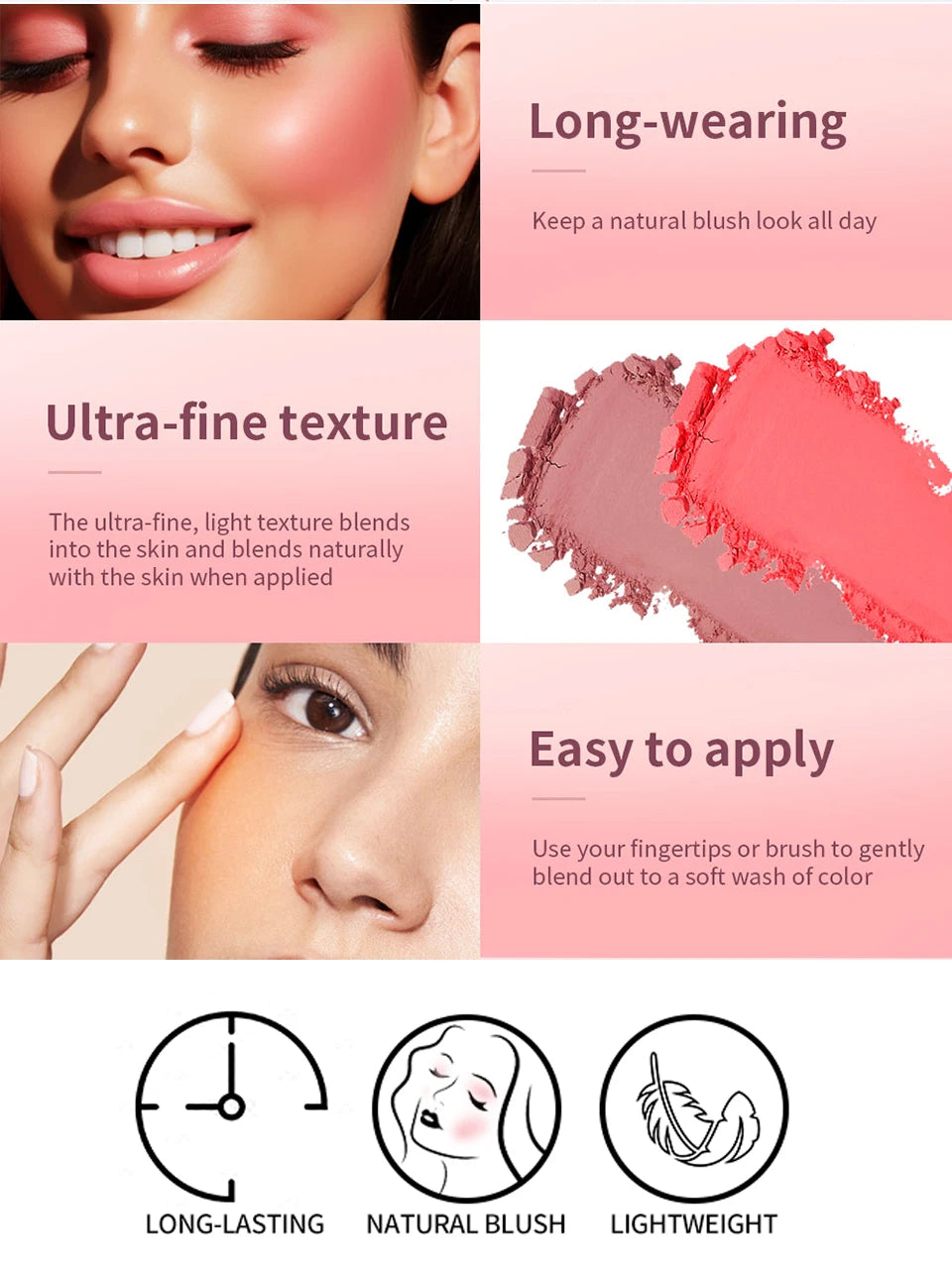 Matte Embossed Blush Palette with Application Brush