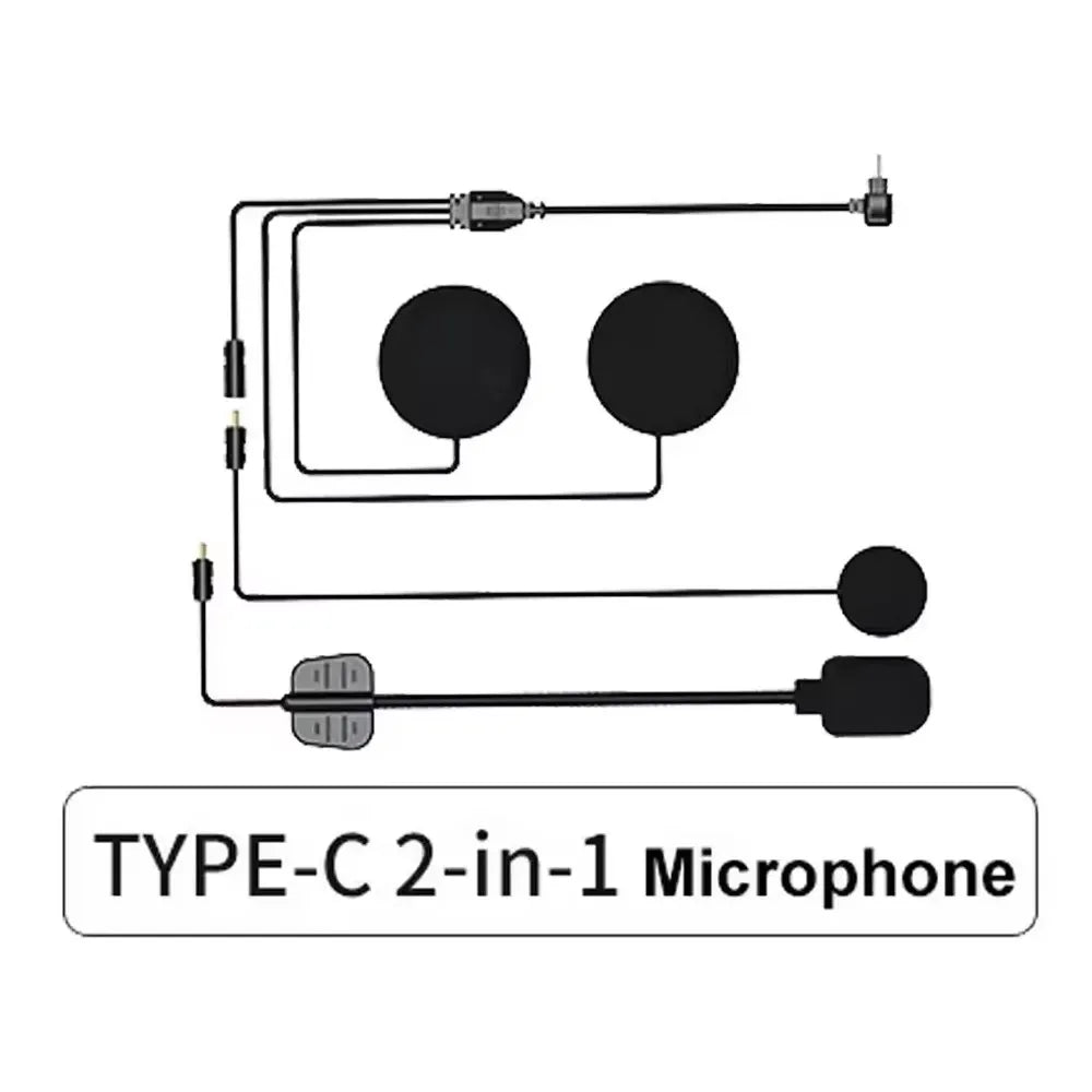 Type-C Motorcycle Helmet Bluetooth Headset Speaker and Mic Kit - 10