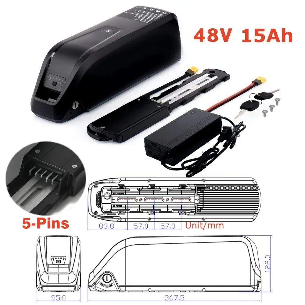 48V Hailong E-Bike Battery Pack with USB Charging Port - 13