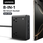 8-in-1 Compact Desktop Power Strip with USB-C Fast Charger