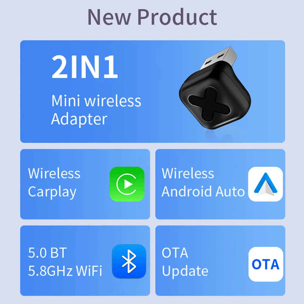 Wireless CarPlay and Android Auto USB Adapter