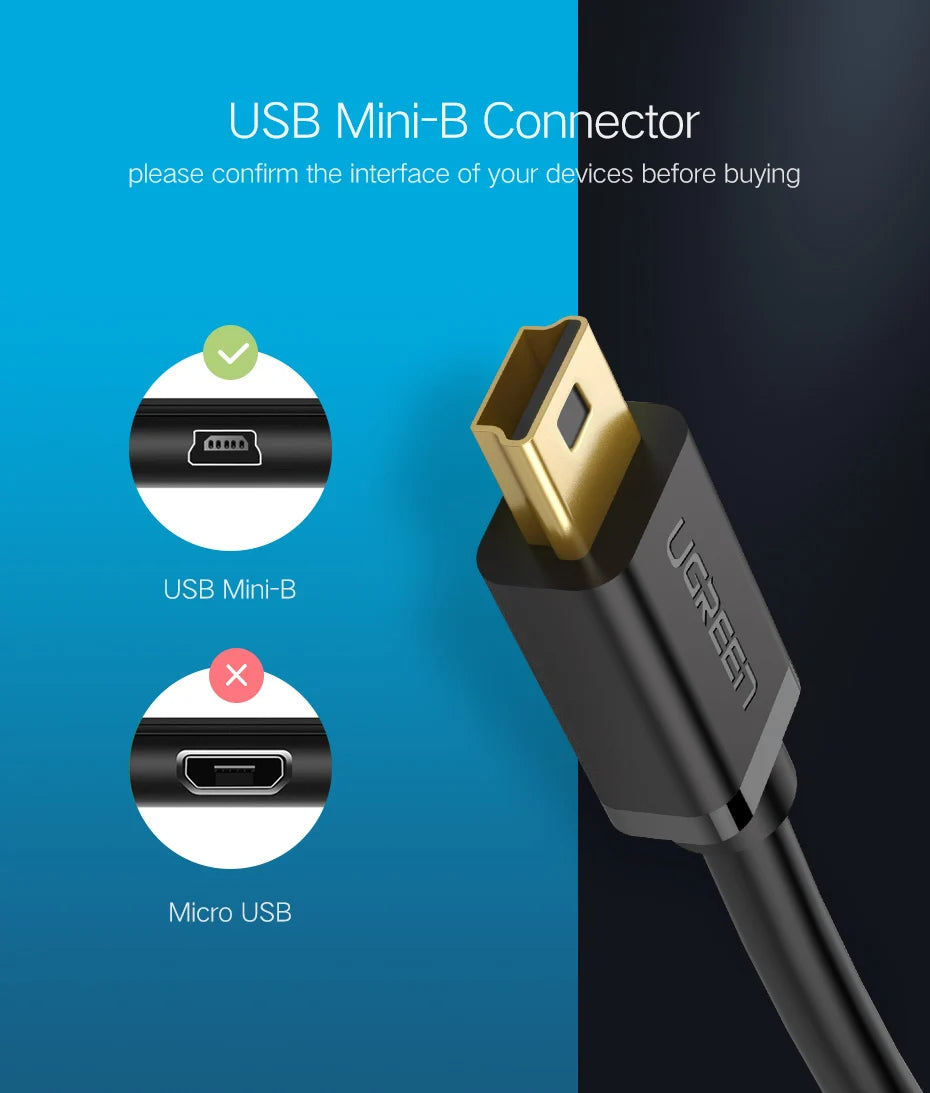 High-Speed Mini USB to USB Data Sync and Charging Cable - 9