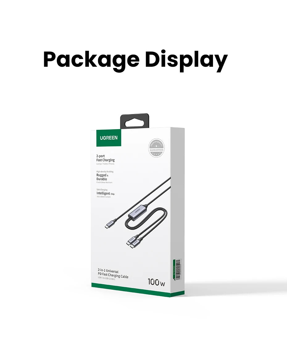100W 2-in-1 USB-C Fast Charging Cable
