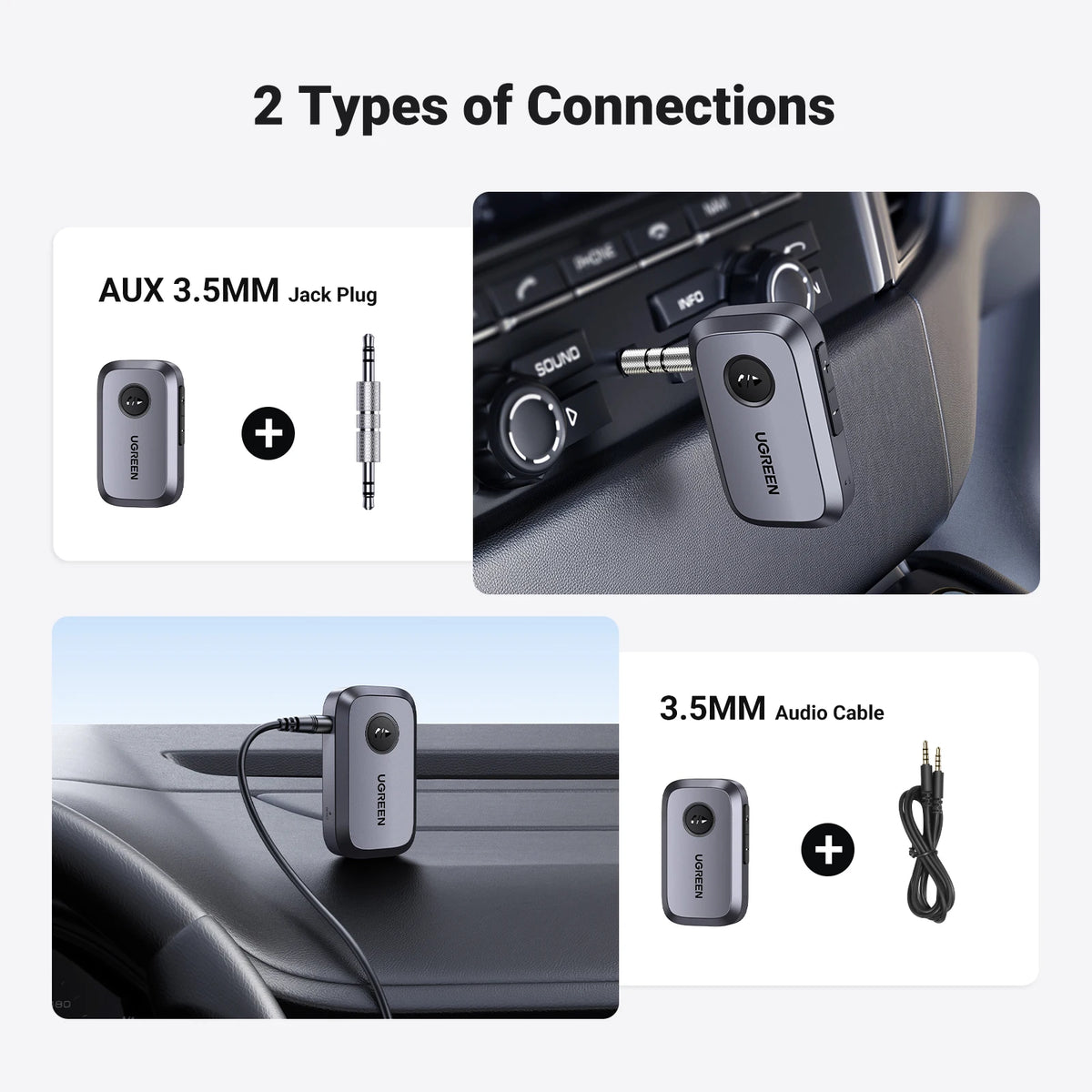 Bluetooth 5.3 Car Audio Receiver with 3.5mm Aux Adapter