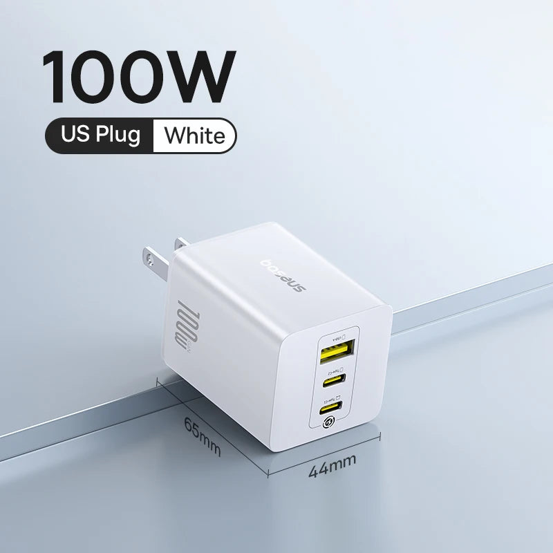 100W GaN USB-C Fast Wall Charger for Laptops and Smartphones - 27