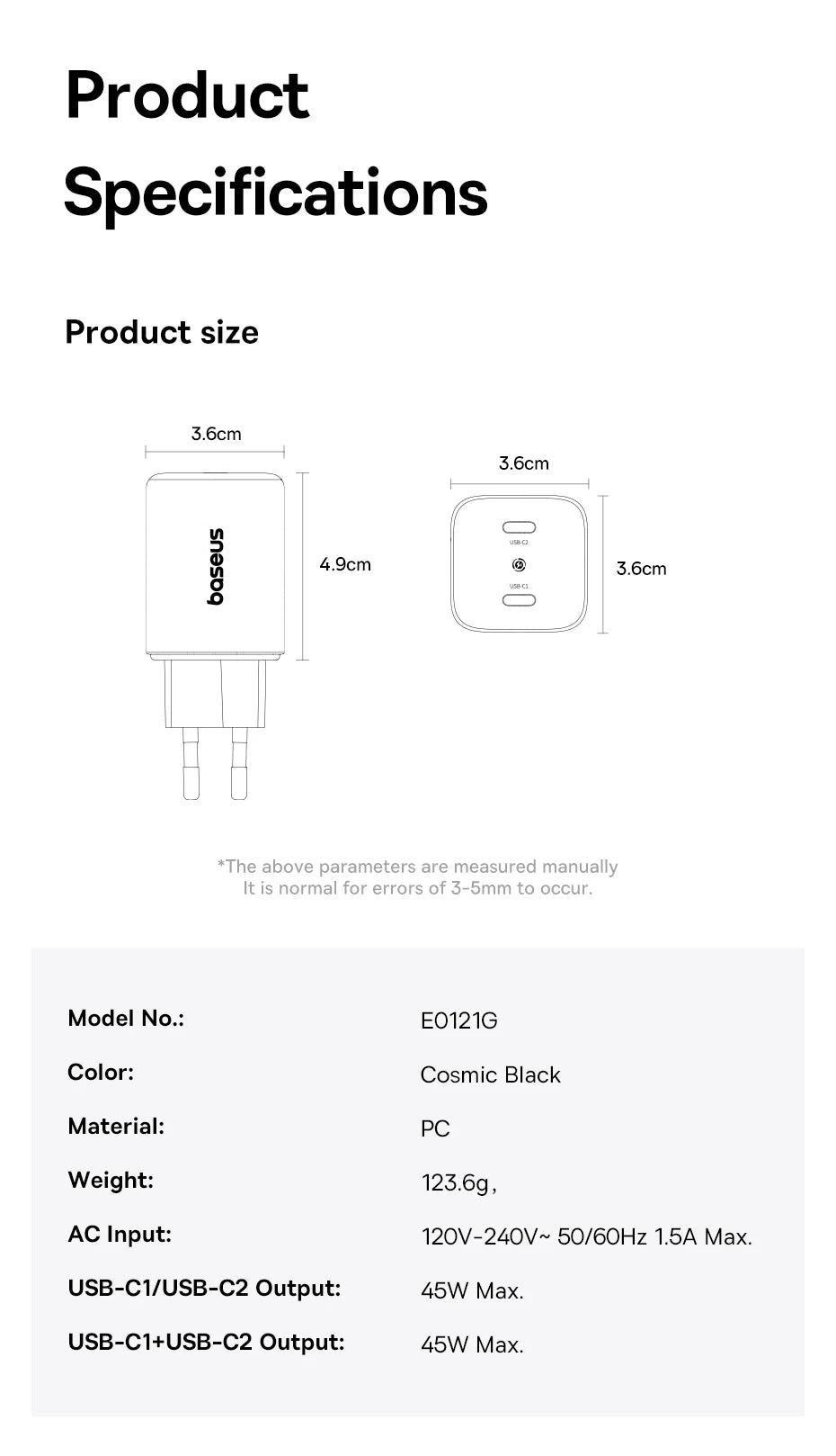 100W GaN Fast Wall Charger with 3 Ports for Laptops and Phones