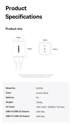 100W GaN Fast Wall Charger with 3 Ports for Laptops and Phones