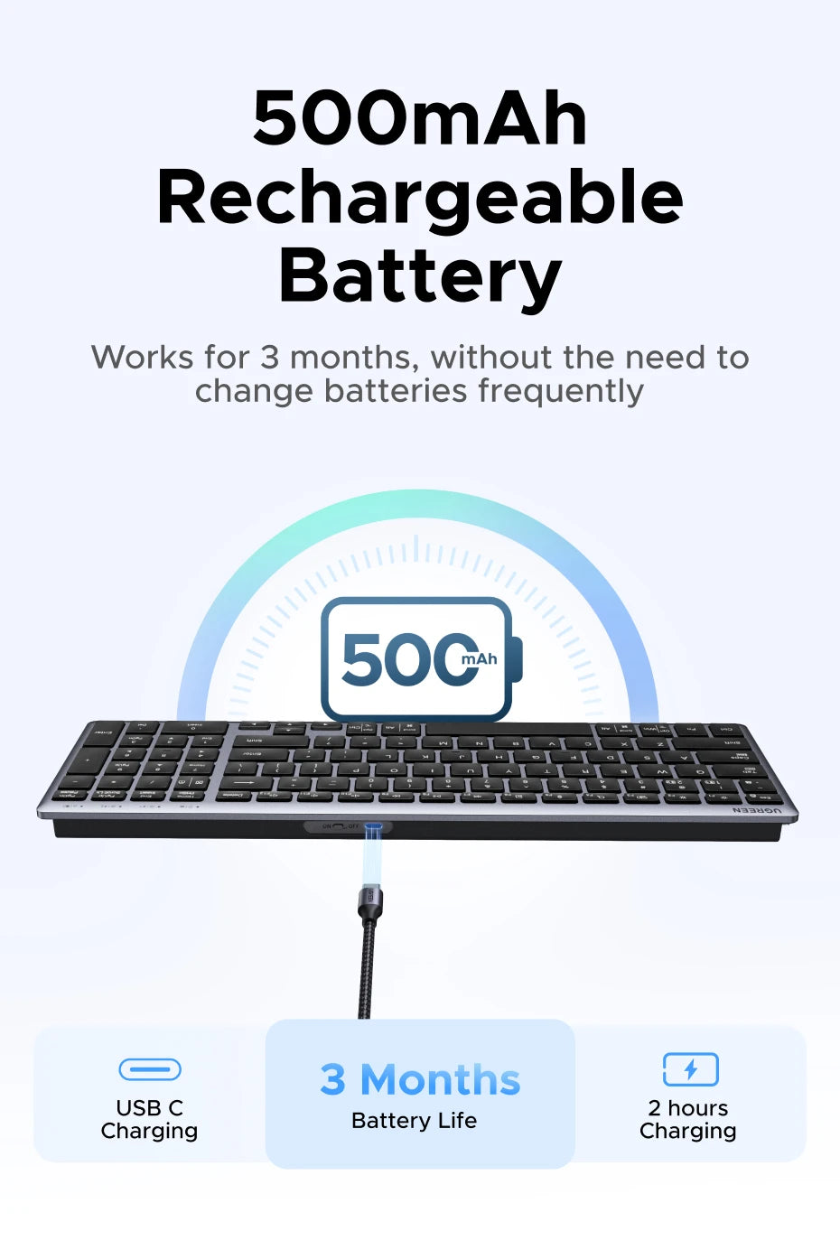 Dual-Mode Bluetooth 5.0 Wireless Keyboard for Laptop and Desktop