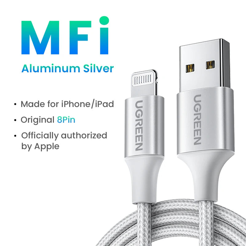 MFi Certified 2.4A Fast Charging USB to Lightning Cable - 25