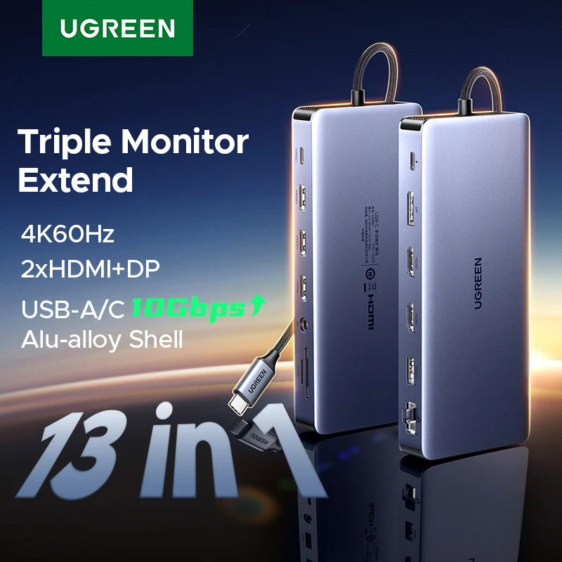 13-in-1 Triple Display USB-C Docking Station with 4K 60Hz HDMI