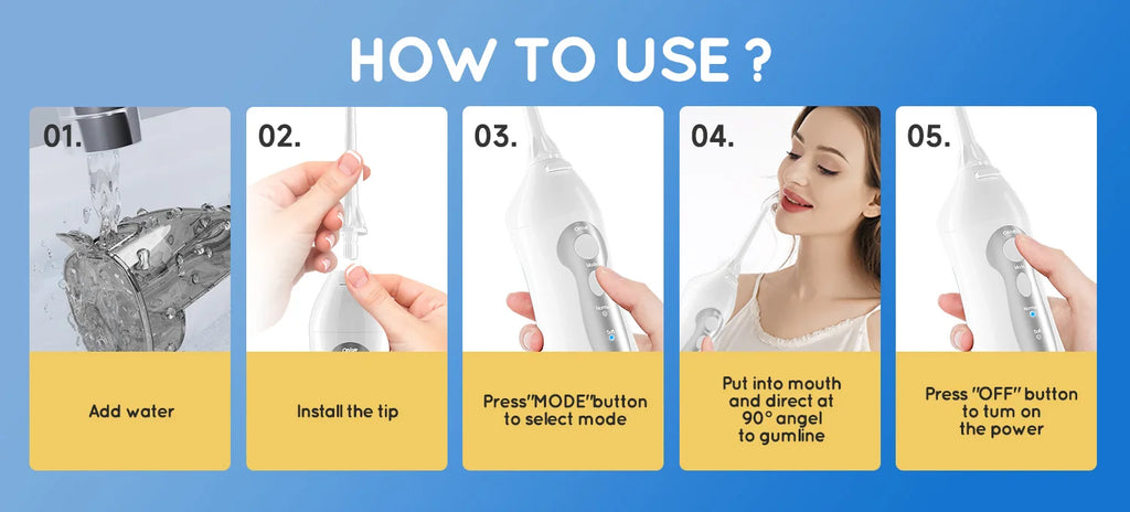 Portable Electric Water Flosser and Teeth Whitening Kit