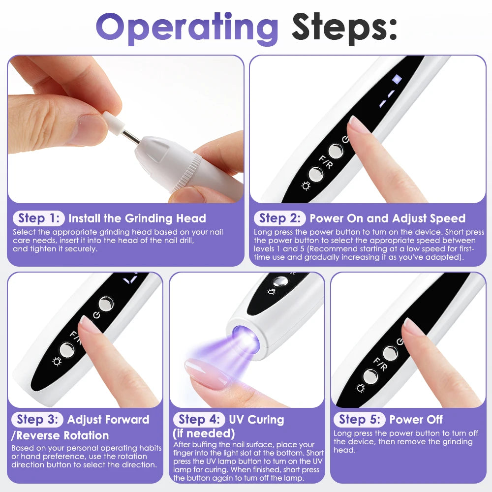 2-in-1 Cordless Electric Nail Drill and UV Curing Lamp