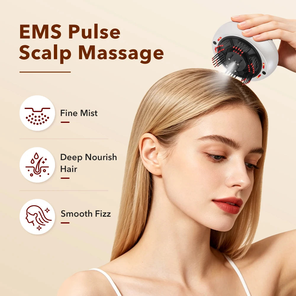 Electric Scalp Massager with Light Therapy and Oil Applicator