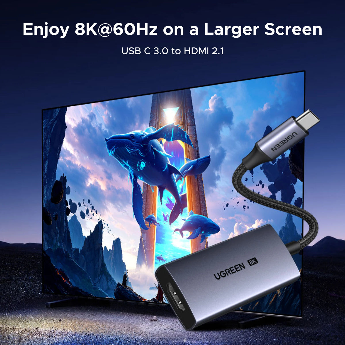 USB-C to 8K HDMI Adapter for Laptops and Tablets