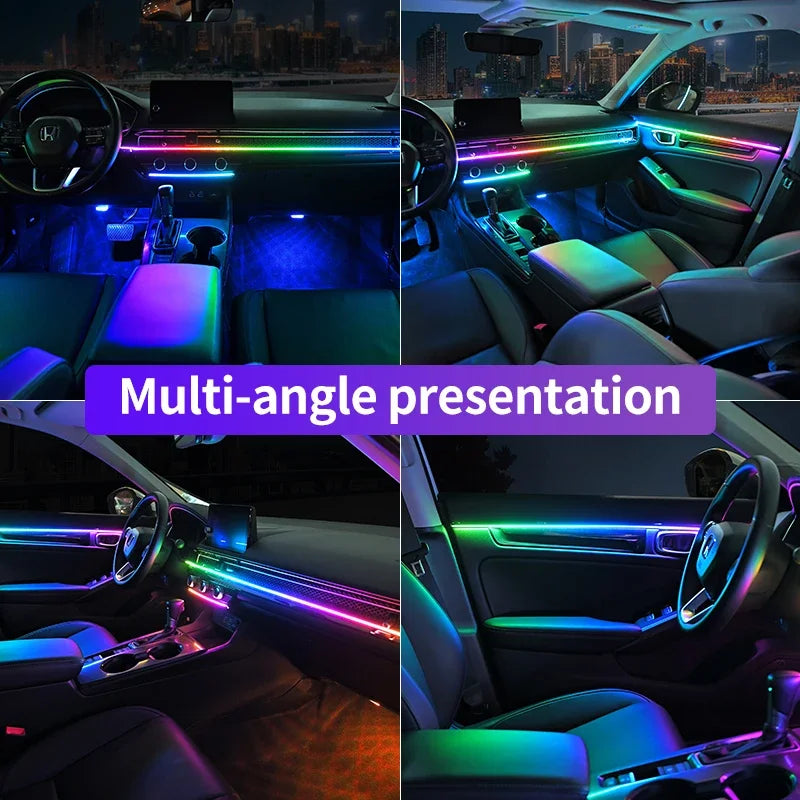 RGB LED Interior Car Ambient Light Strip Kit with App Control