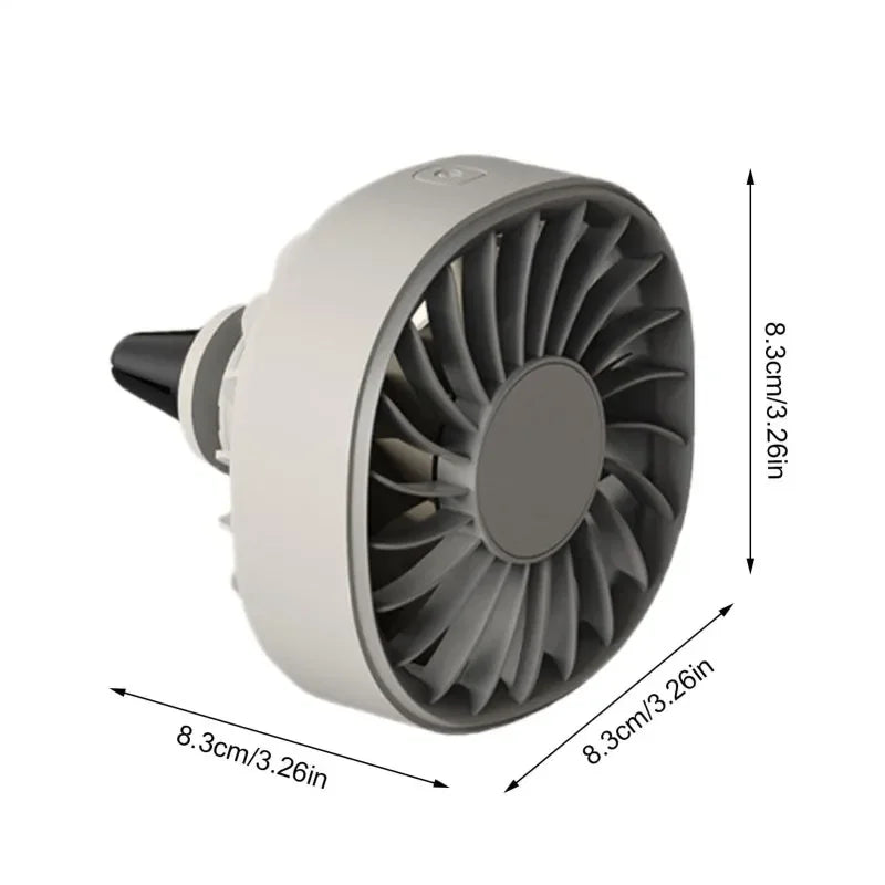 Portable 5V USB Car Air Vent Cooling Fan with 3 Gears and RGB Light