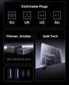 45W GaN Universal Travel Adapter with Multi-Port Fast Charging