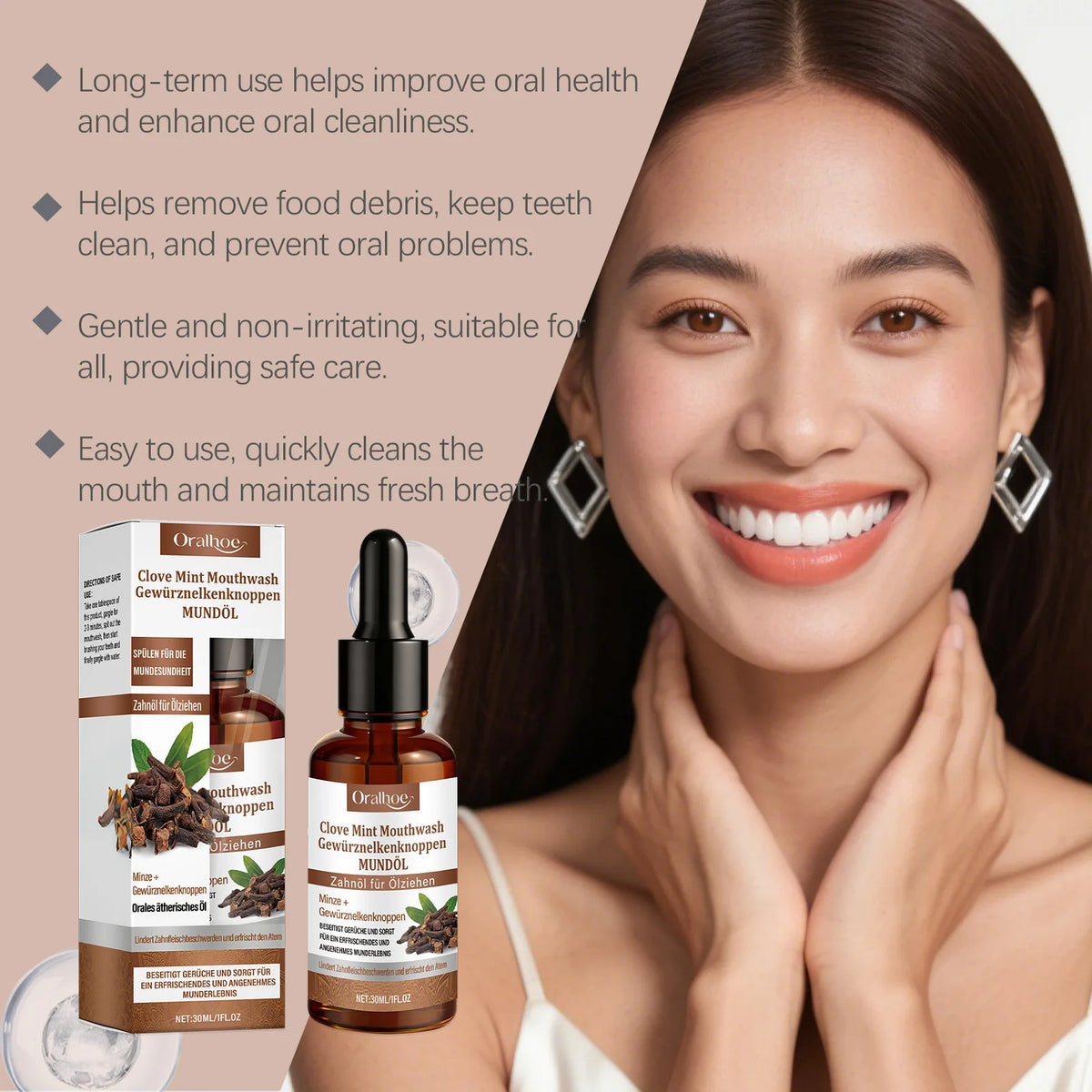 Clove Mint Oral Rinse for Fresh Breath and Teeth Whitening