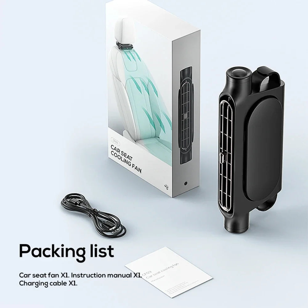 3 Speed Rechargeable Car Seat Cooling Fan with 3000mAh Battery