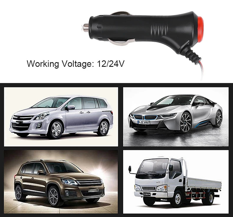 12V 24V Car Cigarette Lighter Power Plug Adapter with 1.5m Cable