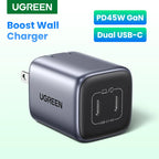 45W Dual USB-C GaN Fast Wall Charger for Smartphones and Tablets