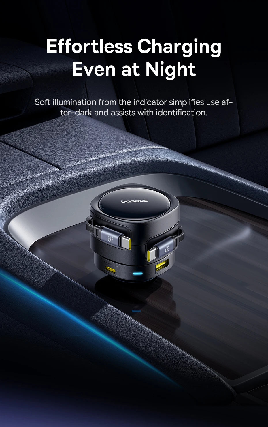 90W Fast Car Charger with Dual Retractable Cables - 19